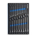 Angle Open End Wrench Set, 30/60, 6 to 24 mm, Metric, Mechanics Tray