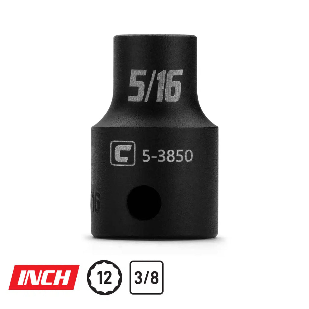 3/8" Drive Shallow Impact Socket, 12-Point SAE