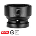 1/2" Drive Stubby Impact Sockets, 6-Point, SAE