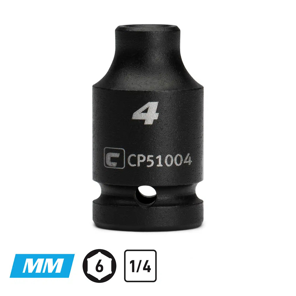 1/4" Drive Shallow Impact Sockets, 6-Point, Metric