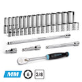 3/8" Drive 35-Piece Master 6-Point Chrome Sockets Set + Extensions, Metric
