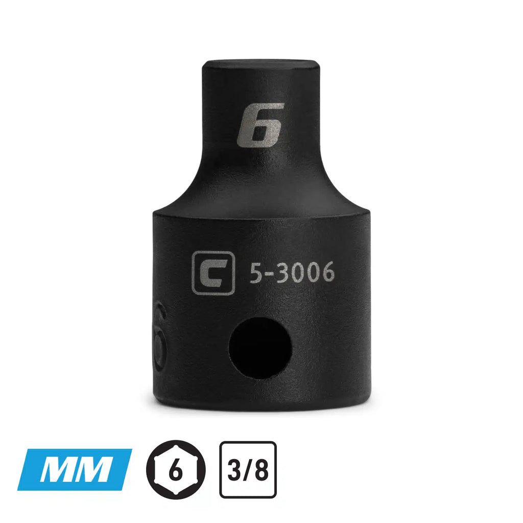 3/8" Drive Shallow Impact Sockets, 6-Point, Metric