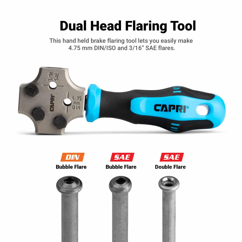 Double Flaring Tool for Brake Lines, 4.75 mm DIN and 3/16" SAE