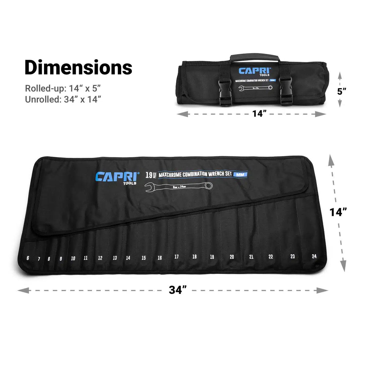 Canvas Wrench Pouch , Metric, 6- 24 mm, 19 Slots