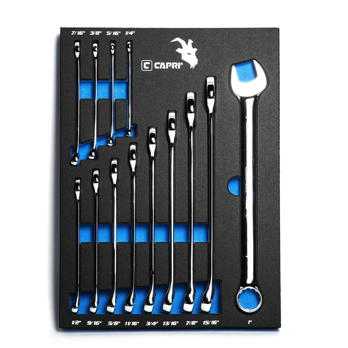 Master Combination Wrench Set with The Mechanic's Tray, 1/4"-1", SAE