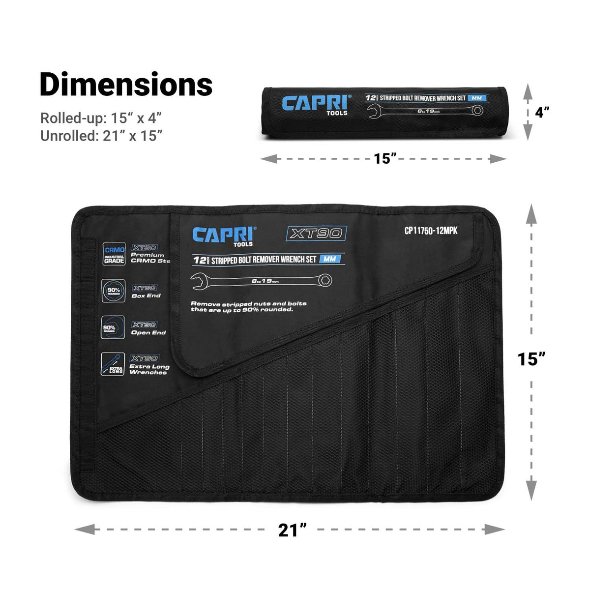 WaveDrive Pro Wrench Pouch, 8-19 mm Pouch, Metric