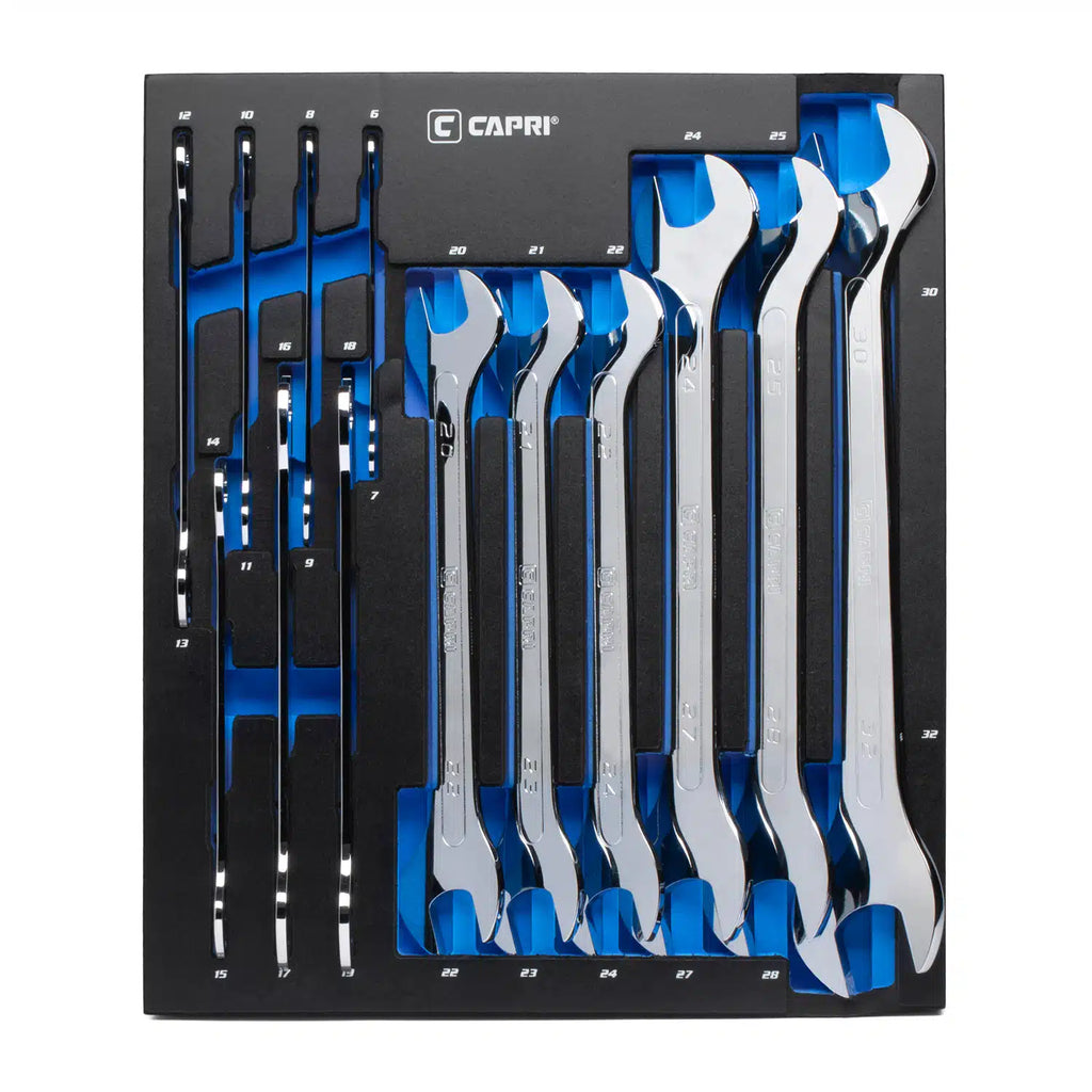 Super Thin 13-Piece Metric Wrench Set with Mechanics Tray
