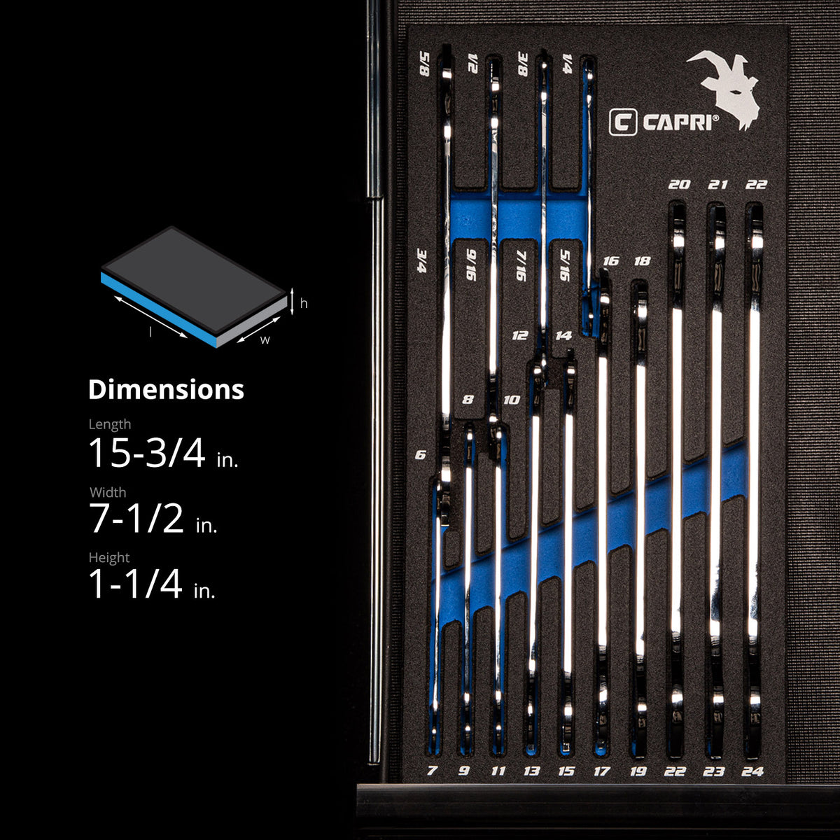 Super Thin 14-Piece Wrench Set with Mechanic's Tray