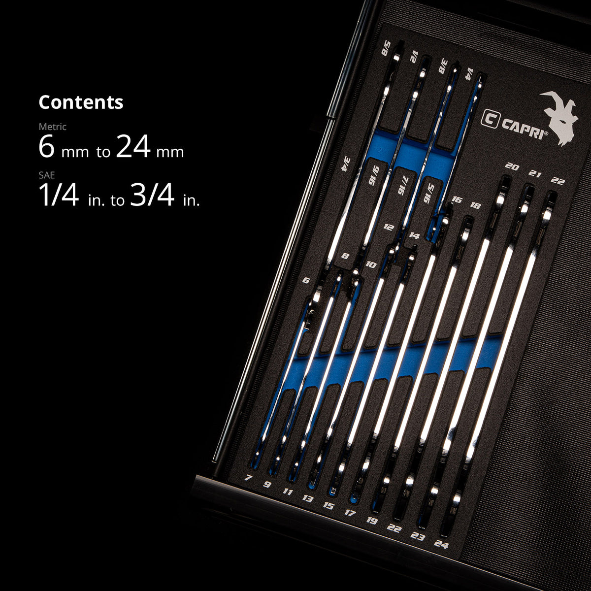 Super Thin 14-Piece Wrench Set with Mechanic's Tray