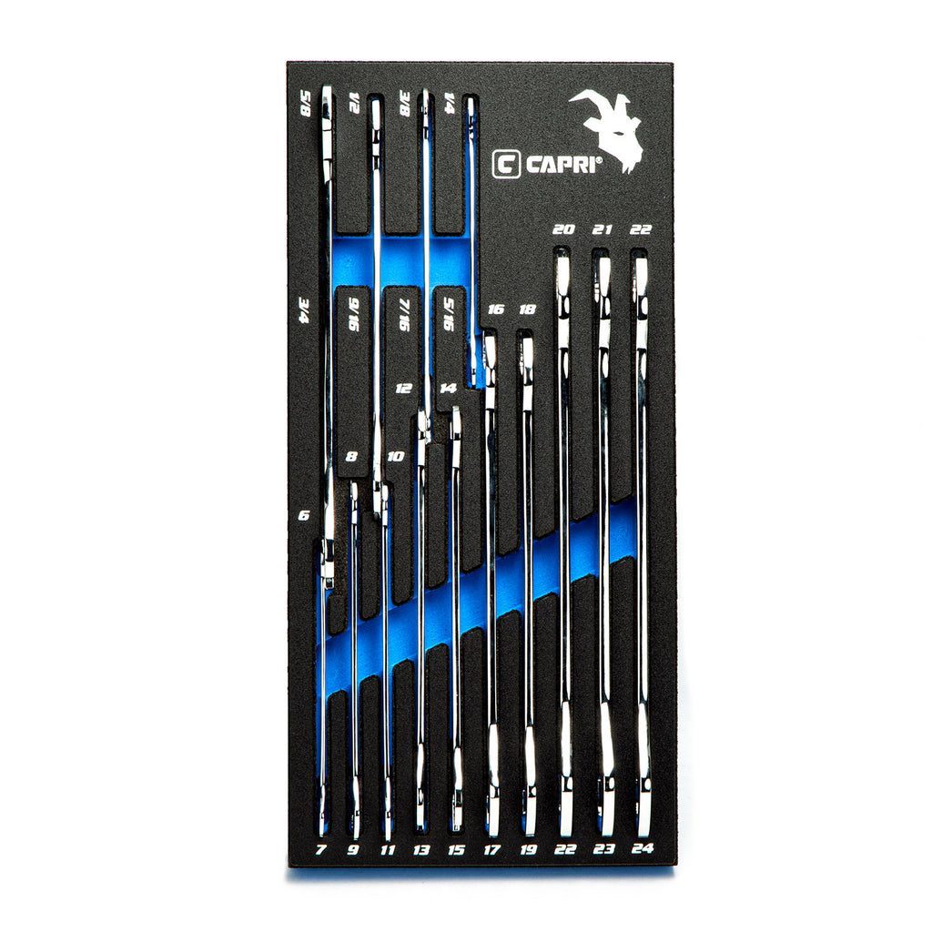 Super Thin 14-Piece Wrench Set with Mechanic's Tray
