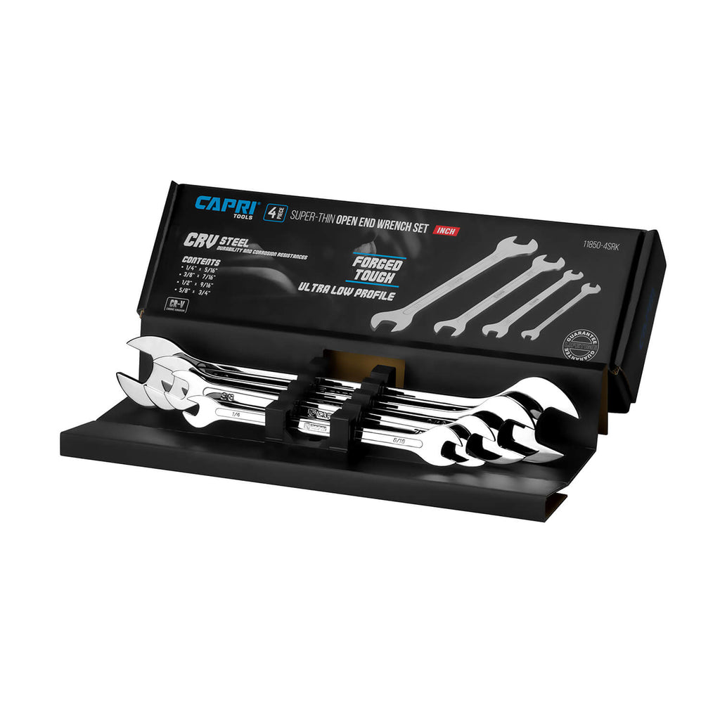 MaxChrome Super Thin Flat Wrenches, 4-Piece, SAE