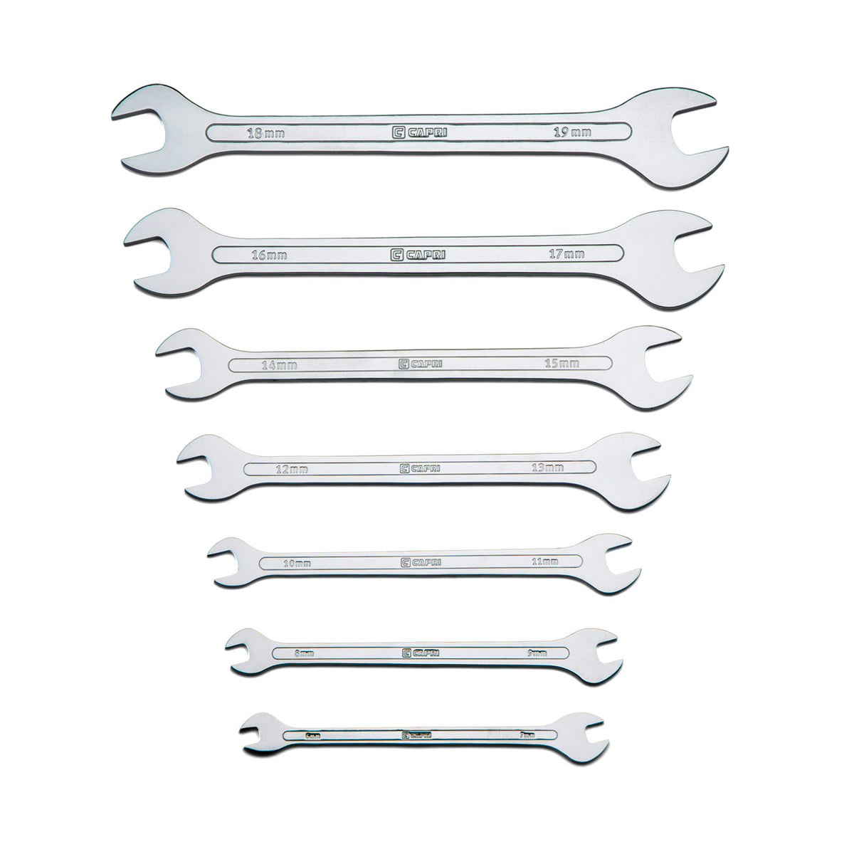 MaxChrome Super Thin Flat Wrenches, 7-Piece, Metric