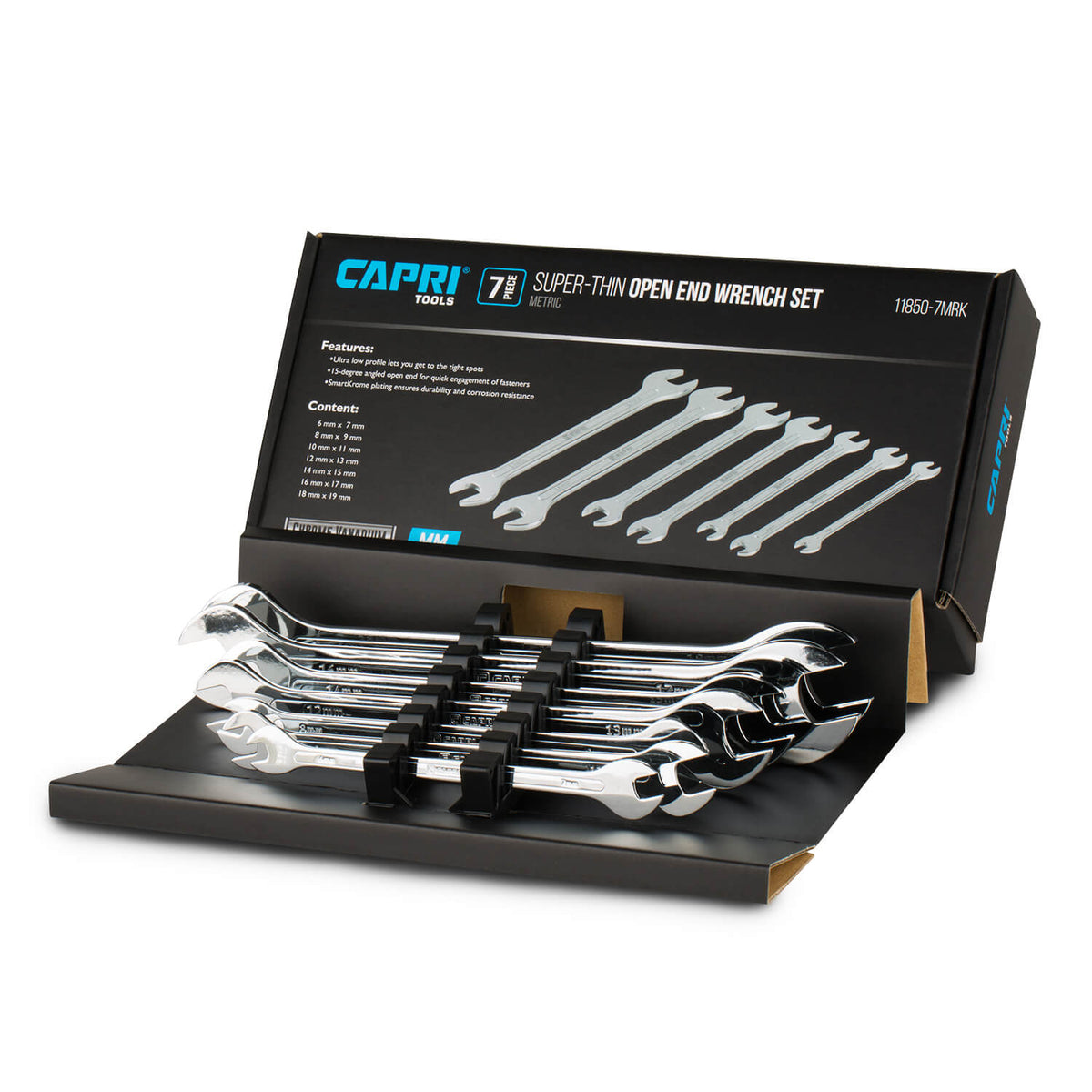 MaxChrome Super Thin Flat Wrenches, 7-Piece, Metric