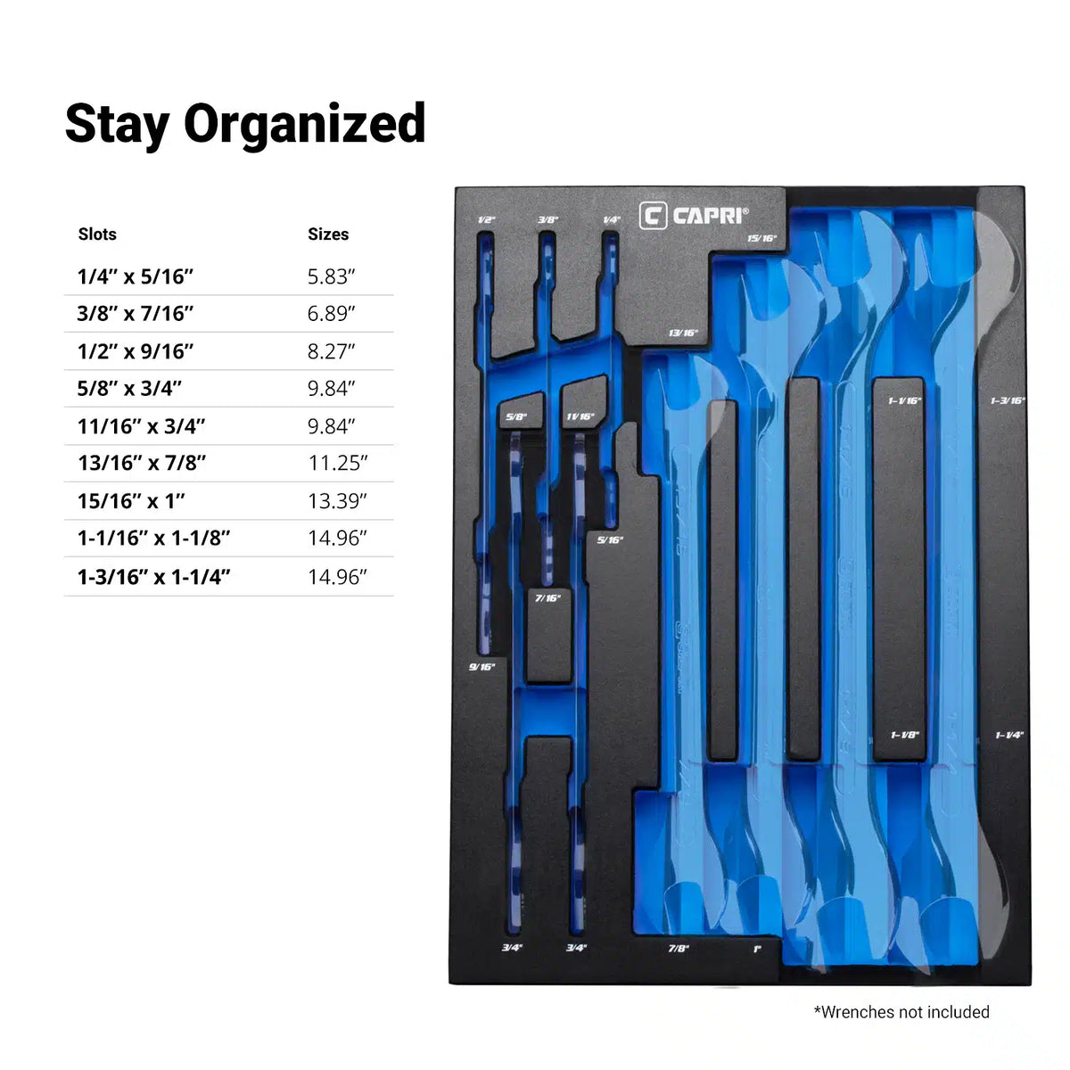 Mechanic's Tray for 9-Piece Super Thin Wrench Set, SAE