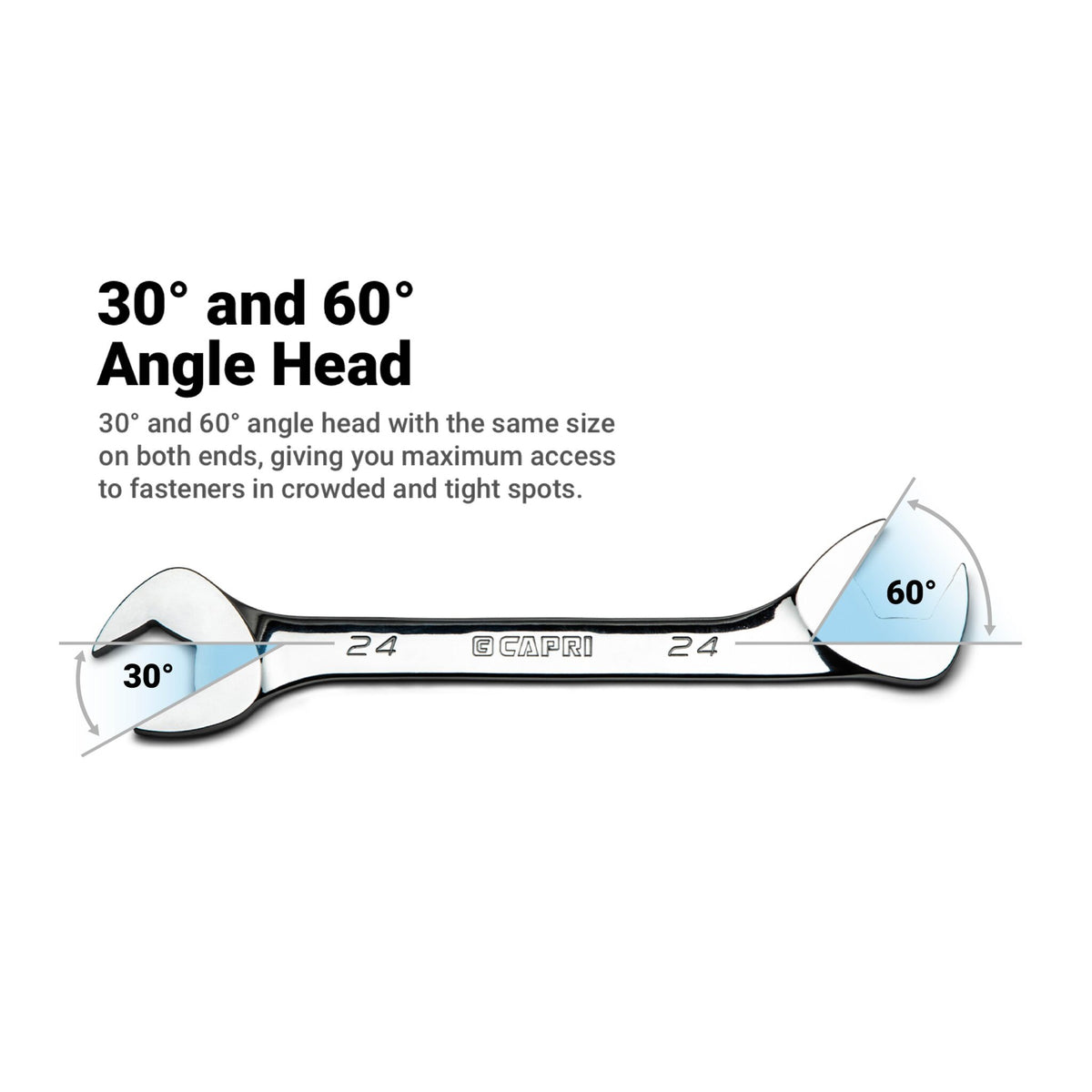 Angle Open End Wrenches, 30/60, Metric