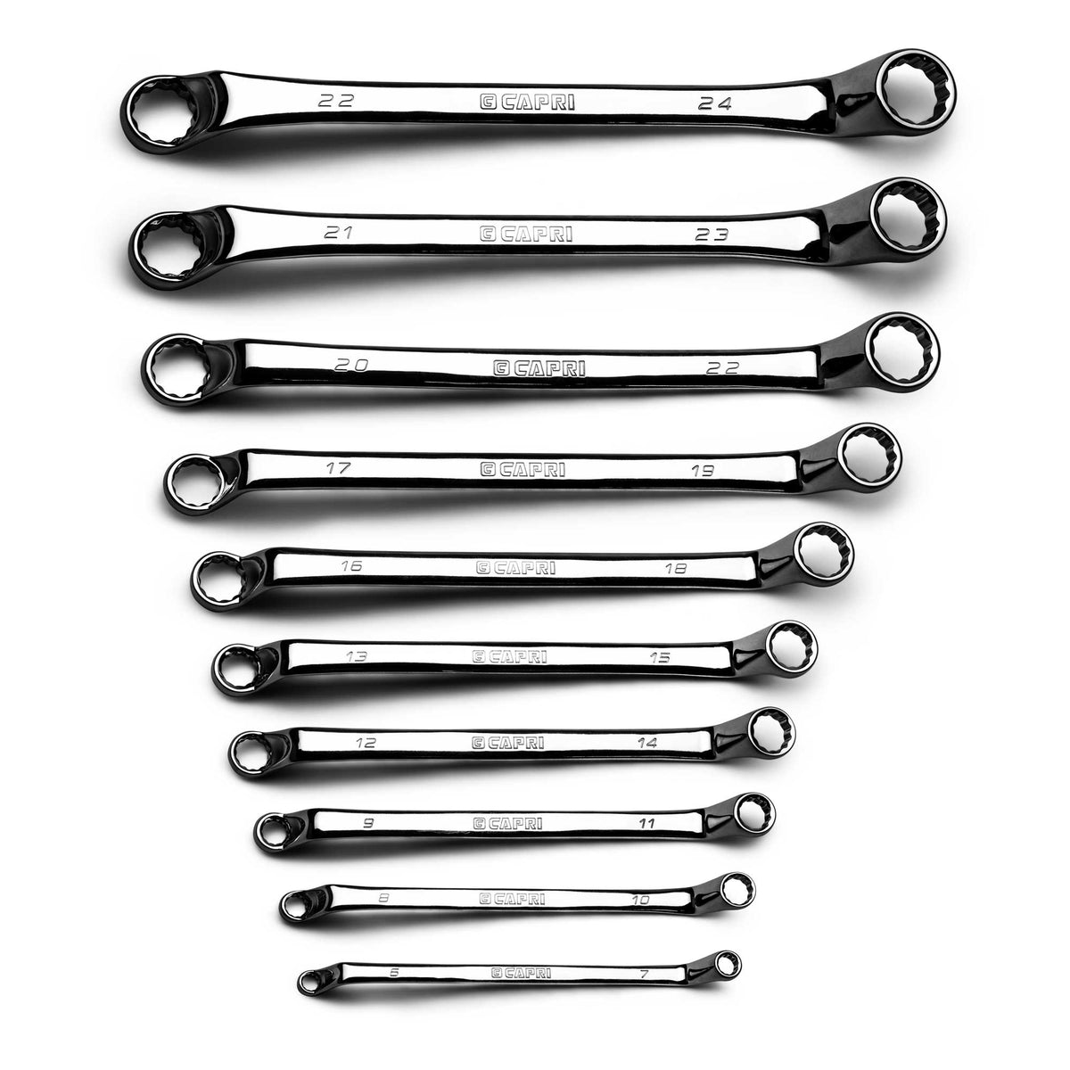 75-Degree Offset Double Box End Wrench Set, 6-24 mm