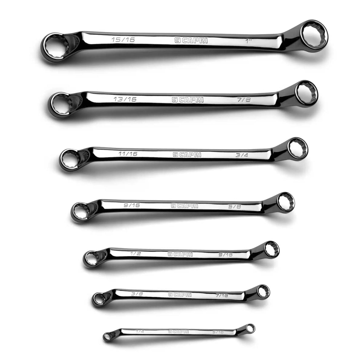 75-Degree Deep Offset Double Box End Wrench Set, 1/4-1"