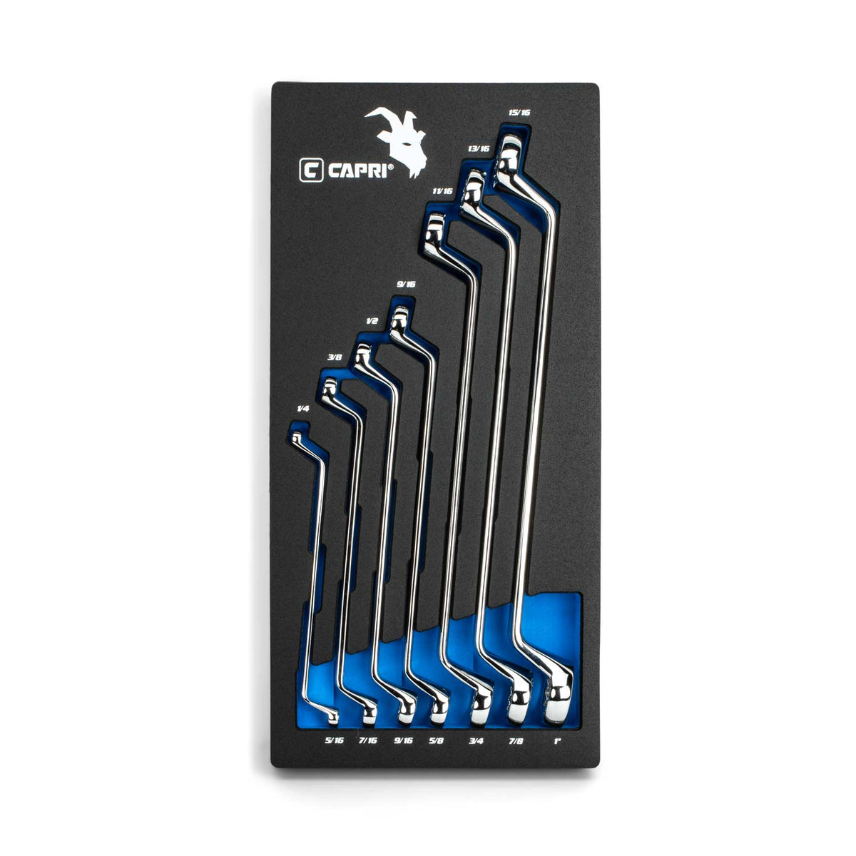 75-Degree Offset Double Box End Wrench Set, 1/4 to 1 in., Mechanics Tray