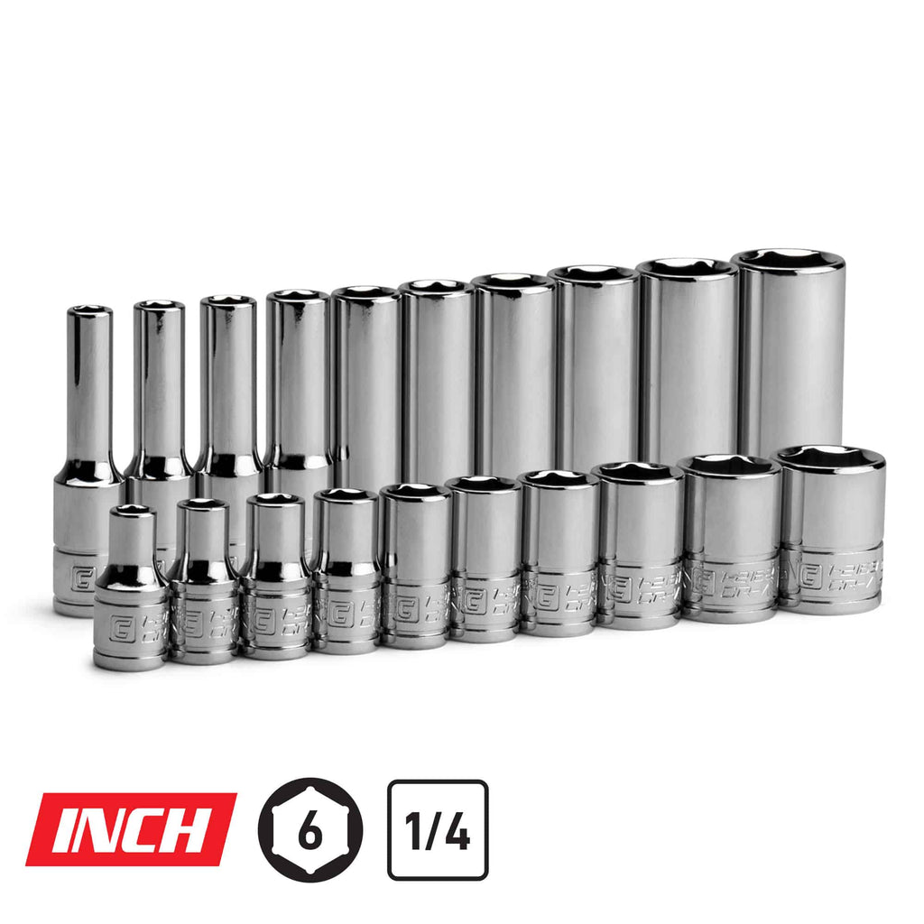 1/4" Drive 6-Point Master Chrome Sockets Set, 3/16-9/16", SAE