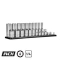 1/4" Drive 6-Point Master Chrome Sockets Set, 3/16-9/16", SAE, Black