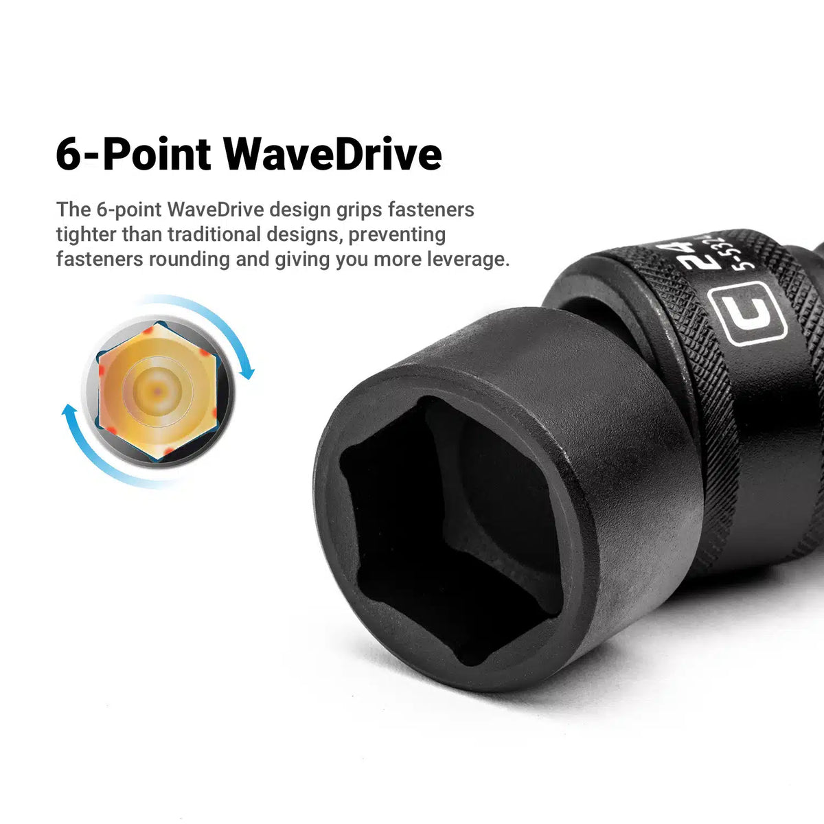 3/8" Drive Universal Impact Sockets, 6-Point, Metric