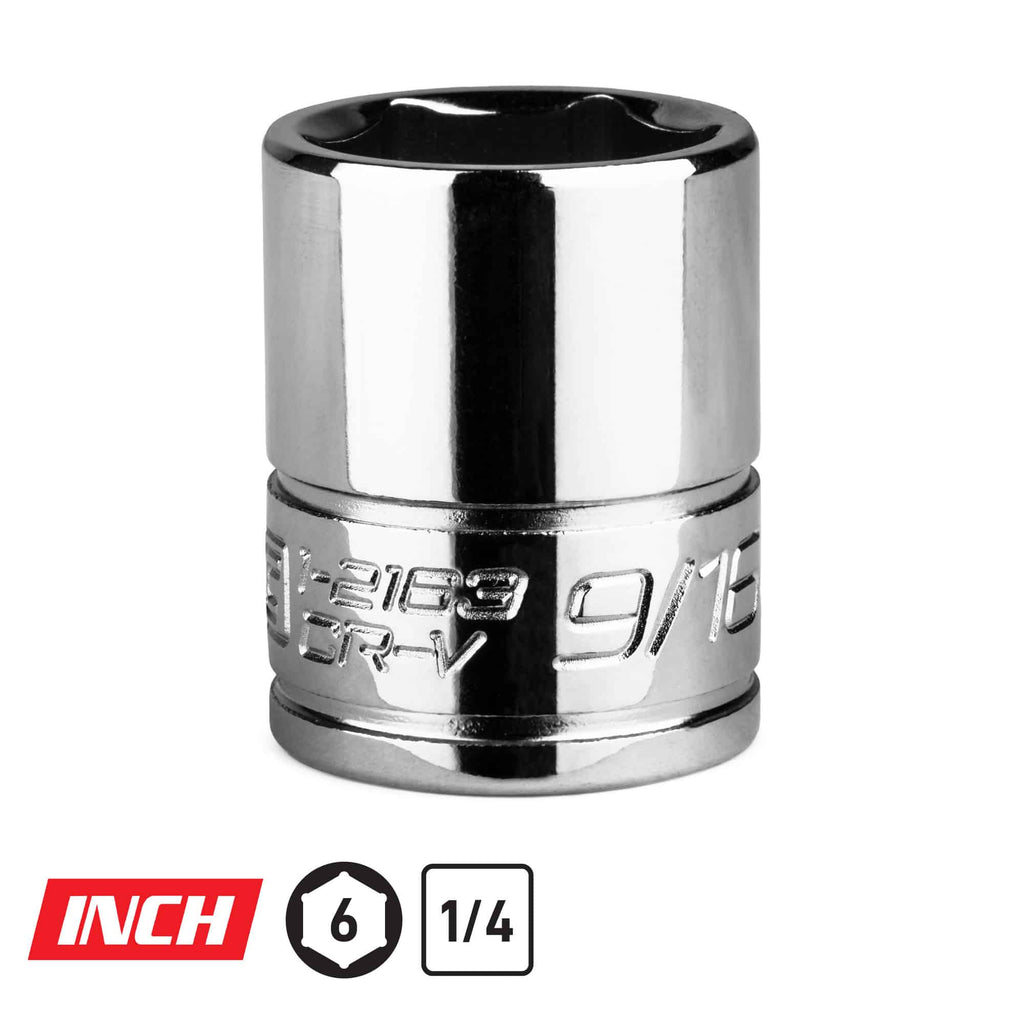 1/4" Drive Shallow Chrome Sockets, 6-Point, SAE