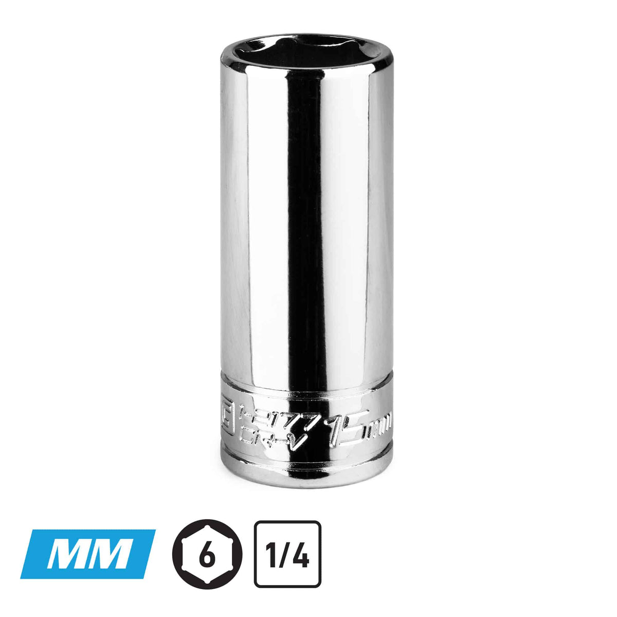 1/4" Drive Deep Chrome Sockets, 6-Point, Metric