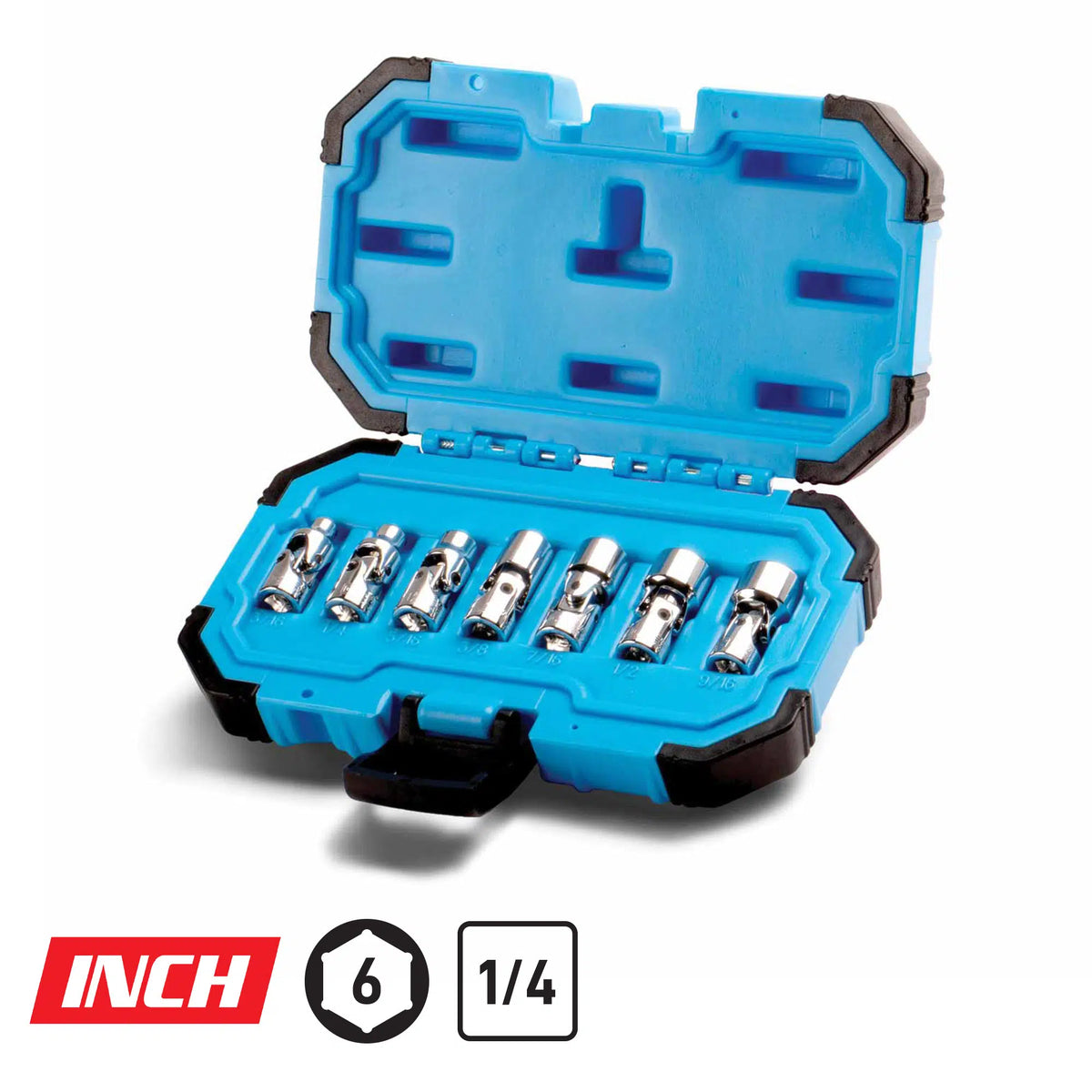 1/4" Drive Universal Socket Set, 3/16"-9/16", 6-Point, Low Profile, SAE