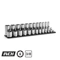 3/8" Drive Shallow and Deep Chrome Socket Set, 6-Point, 5/16-1", Black