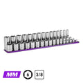 3/8" Drive Shallow and Deep Chrome Socket Set, 6-Point, 8-22 mm, Purple