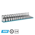 3/8" Drive Shallow and Deep Chrome Socket Set, 6-Point, 8-22 mm, Blue