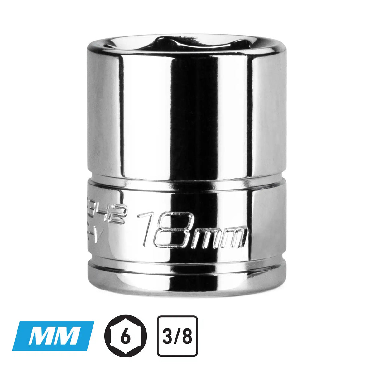 3/8" Drive Shallow Chrome Sockets, 6-Point, Metric