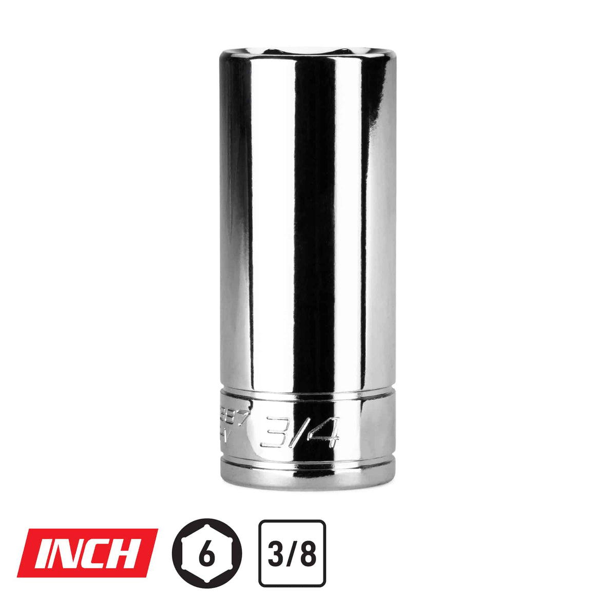 3/8" Drive Deep Chrome Sockets, 6-Point, SAE