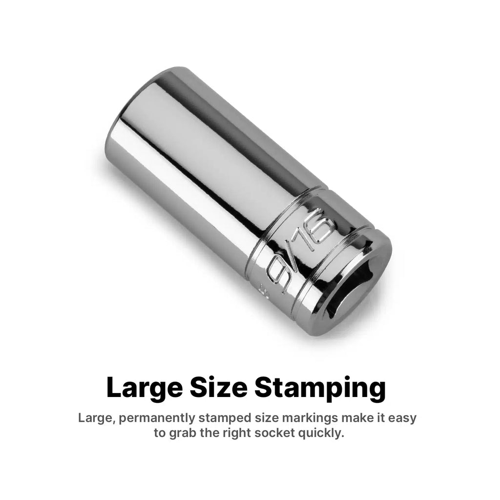 3/8" Drive 6-Point Semi-Deep Chrome Sockets, SAE