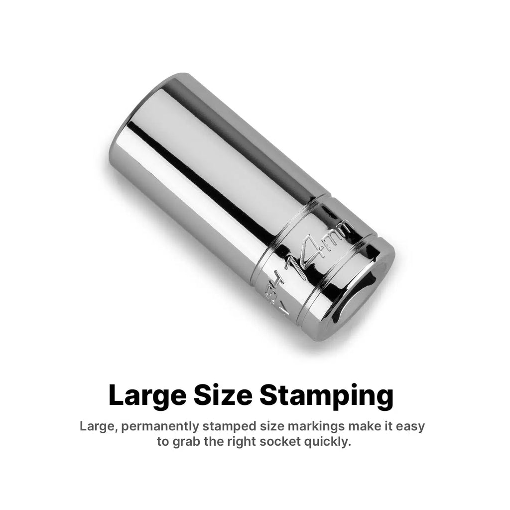 3/8" Drive 6-Point Semi-Deep Chrome Sockets, Metric
