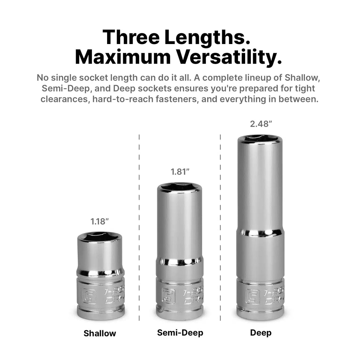 3/8" Drive Master Chrome Socket Set, 6-Point, 6-24 mm