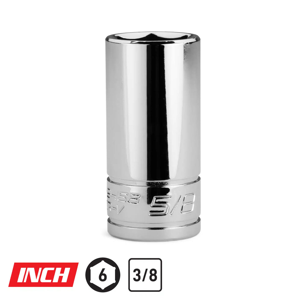 3/8" Drive 6-Point Semi-Deep Chrome Sockets, SAE