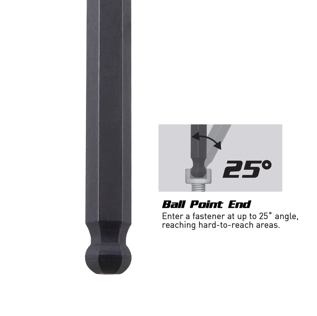 Hex Key Wrench Set, Ballpoint, Long Arm, SAE