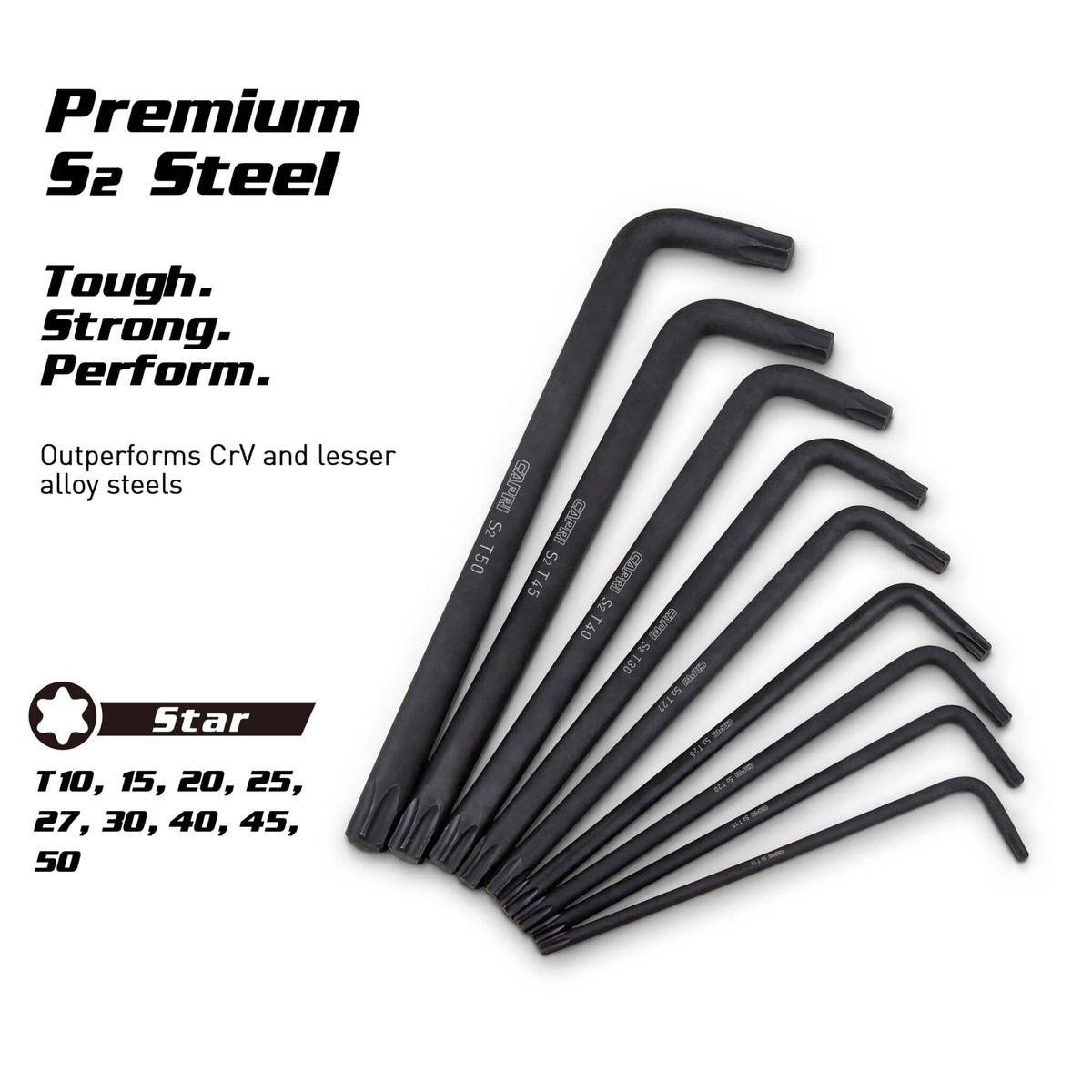 Hex Key Wrench Set, Ballpoint, Long Arm, Star