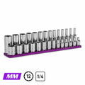 1/4" Drive 12-Point Master Chrome Sockets Set, 4 to 15 mm, Metric, Purple