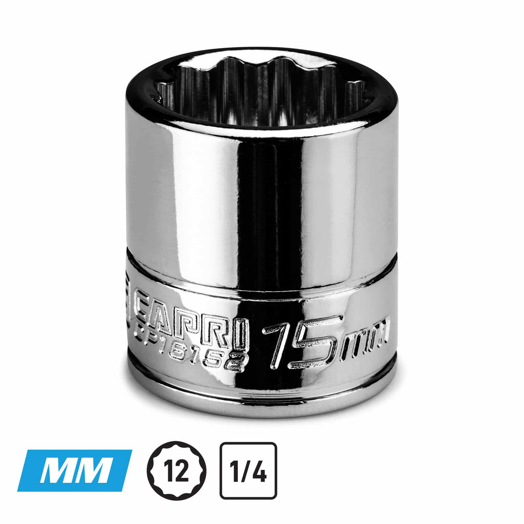 1/4" Drive Shallow Chrome Sockets, 12-Point, Metric