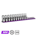 3/8" Drive Shallow and Deep Chrome Socket Set, Metric , 12-Point, 8 to 19 mm, Purple