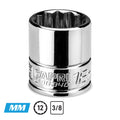 3/8" Drive Shallow Chrome Sockets, 12-Point, Metric