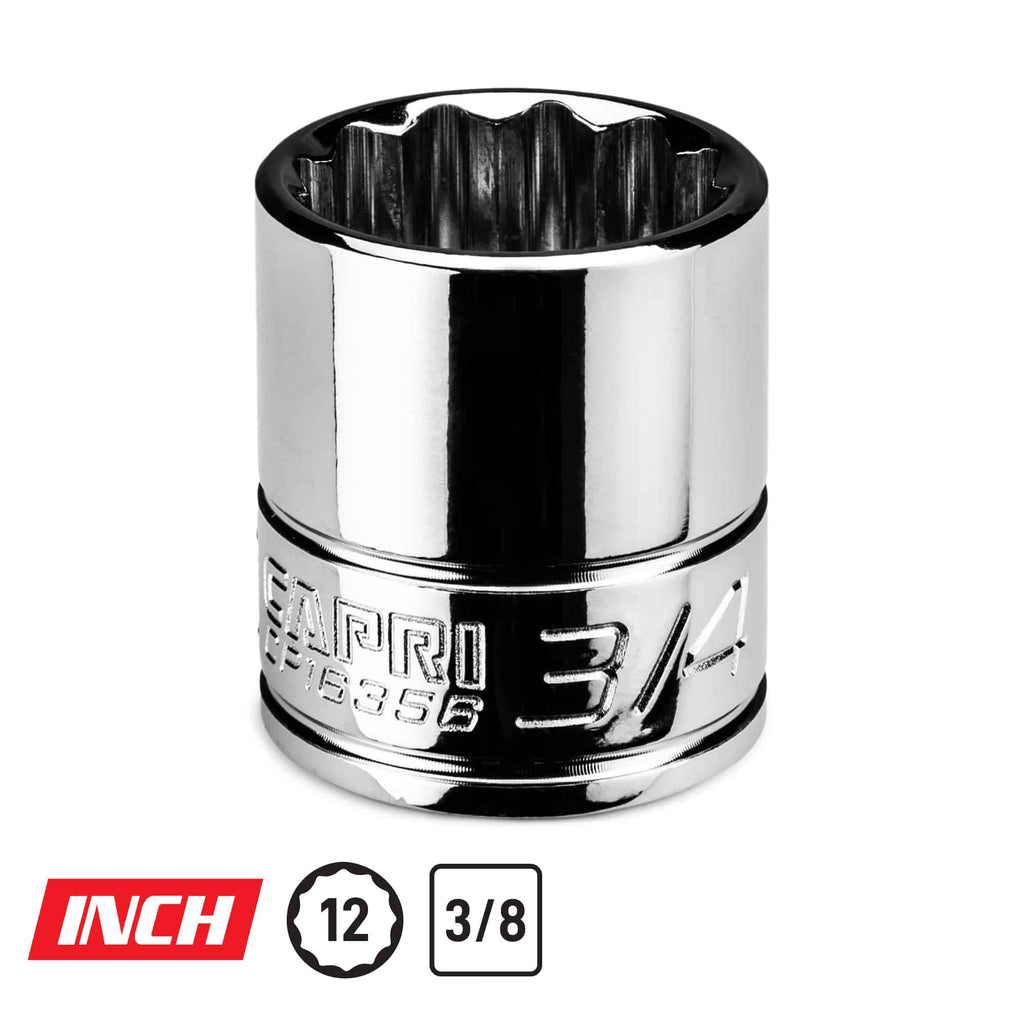 3/8" Drive Shallow Chrome Sockets, 12-Point, SAE