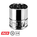 3/8" Drive Shallow Chrome Sockets, 12-Point, SAE