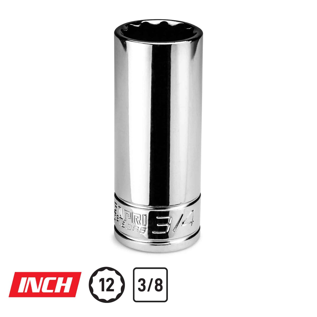 3/8" Drive Deep Chrome Sockets, 12-Point, SAE