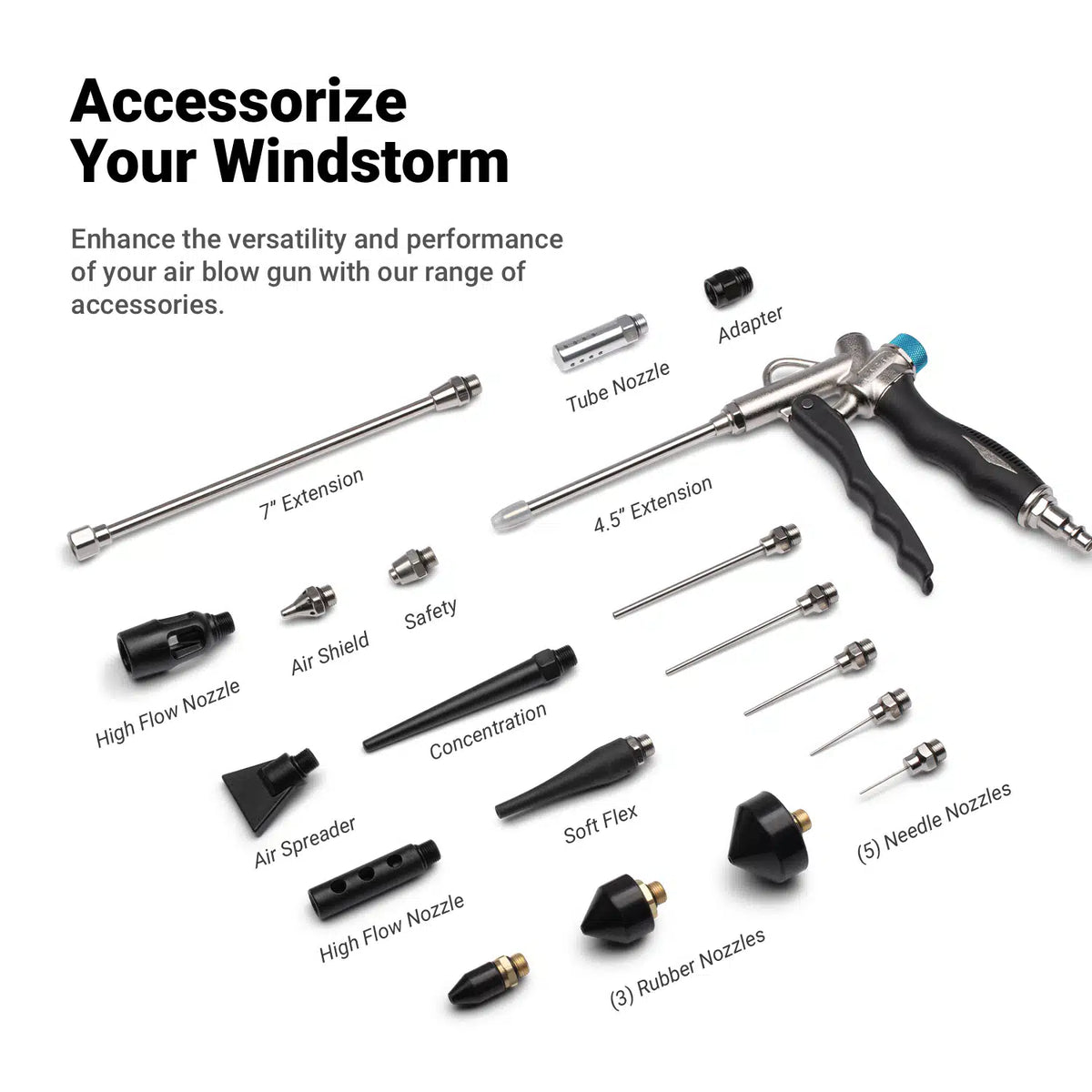 19-Piece Windstorm Air Blow Gun Ultimate Kit with Accessories