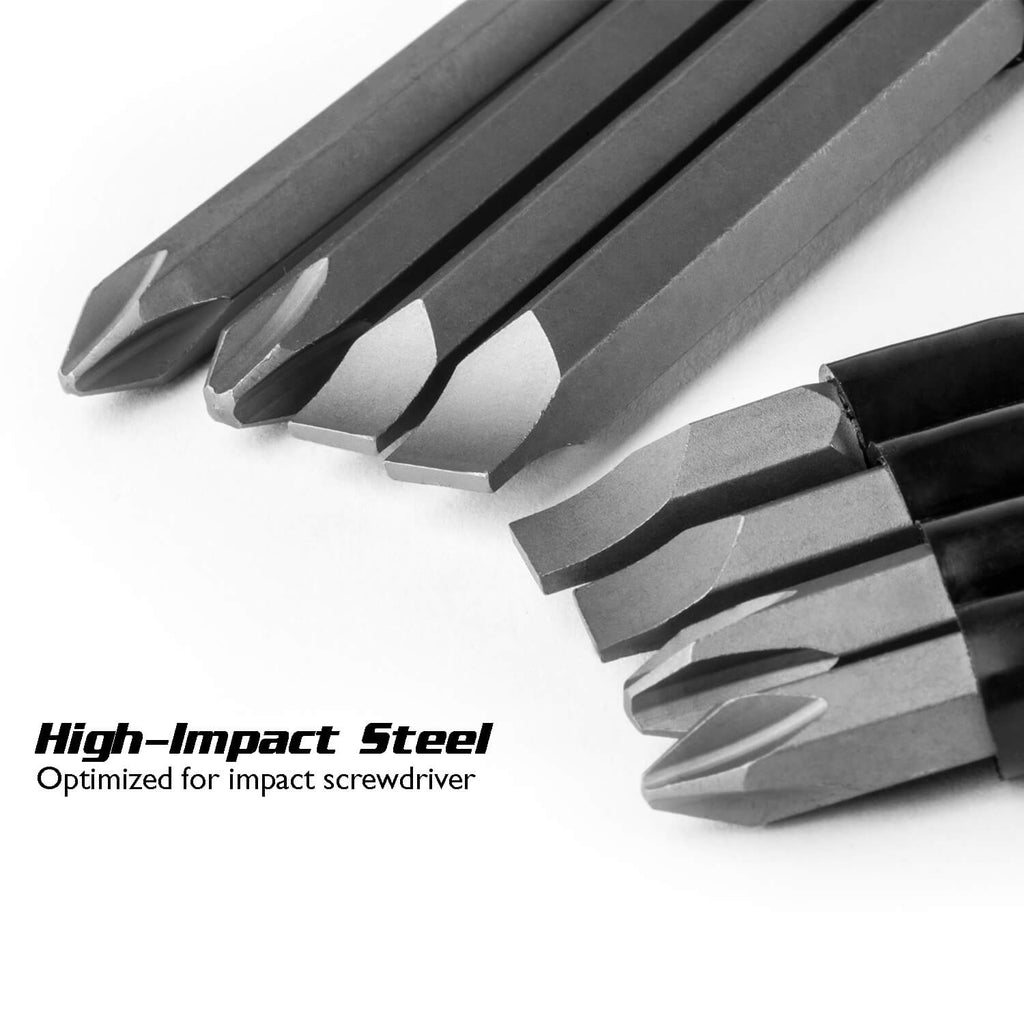 Impact Screwdriver Bits, 1/2" Hex Shank