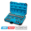 Master Hex Bit Socket Set, Metric and SAE, 32-Piece