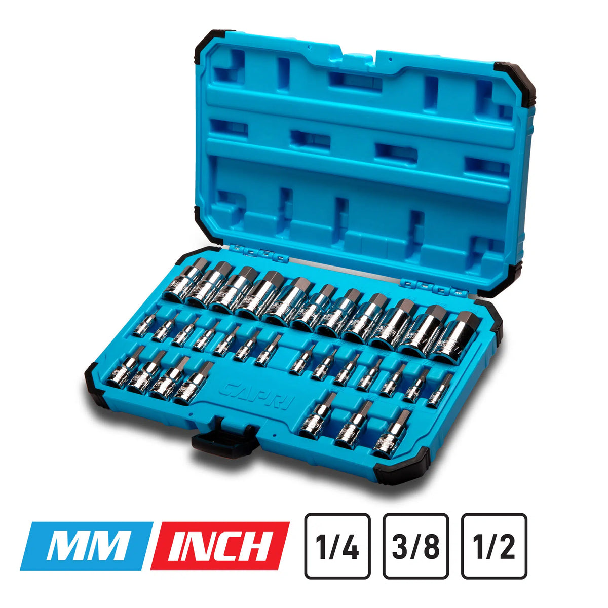 Master Hex Bit Socket Set, Metric and SAE, 32-Piece